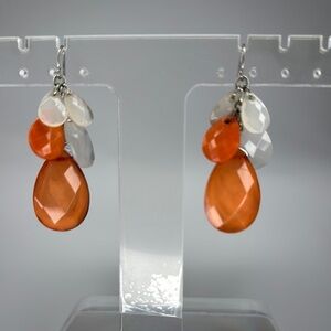 Elegant Orange and White Dangle Earrings